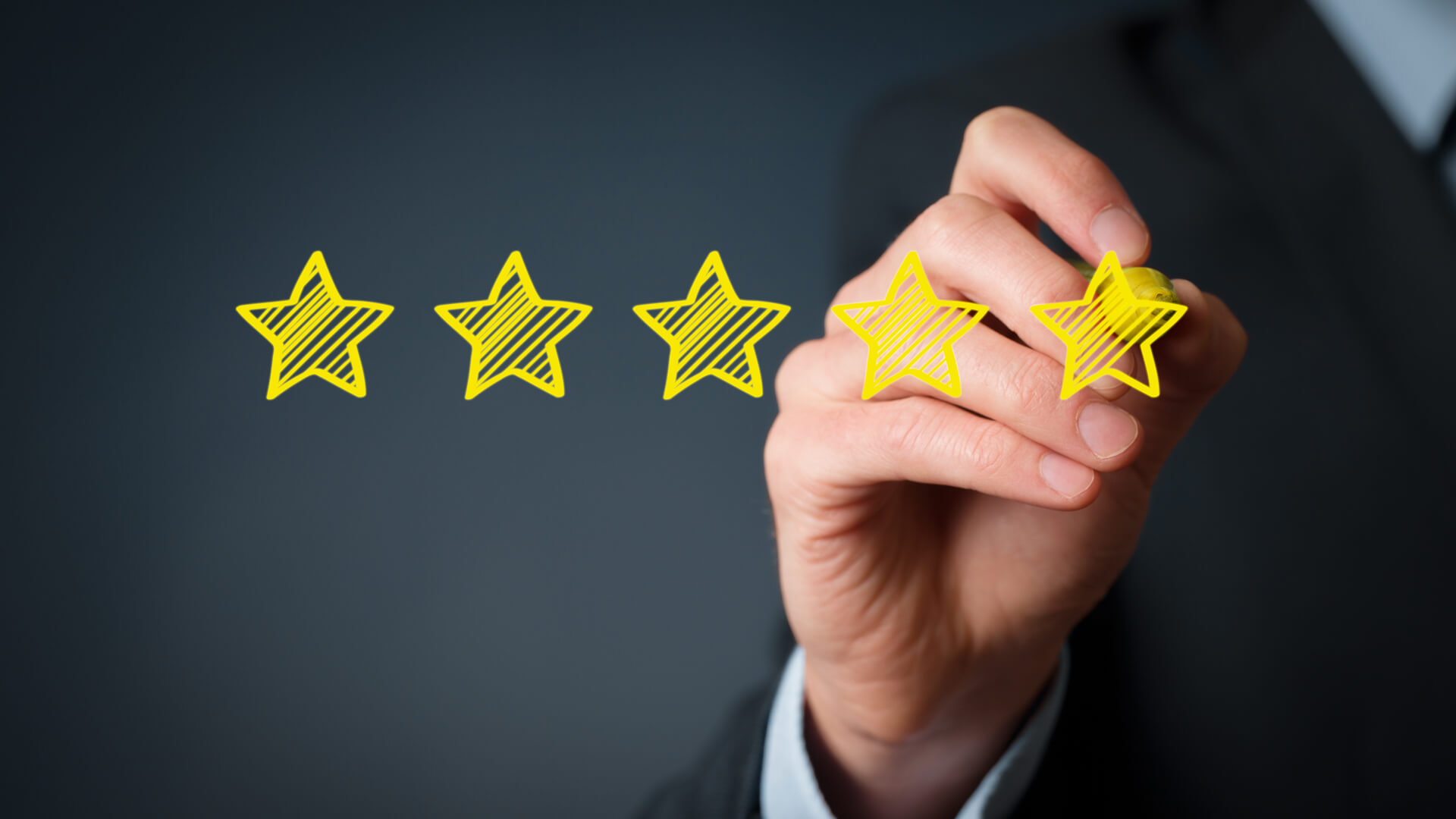 happy groom leaving a wedding venue a 5 star review after getting married there