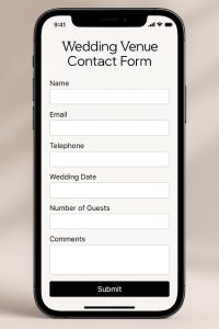 screenshot of a wedding venues lead capture form with best practice questions to ask potential couples looking to get married at your venue