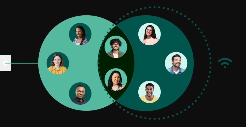 image showing circles of people's faces who are interested in getting married to target wedding venue ads at them.
