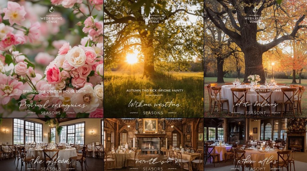 Examples of different types of ads a wedding venue can run for different seasons.
