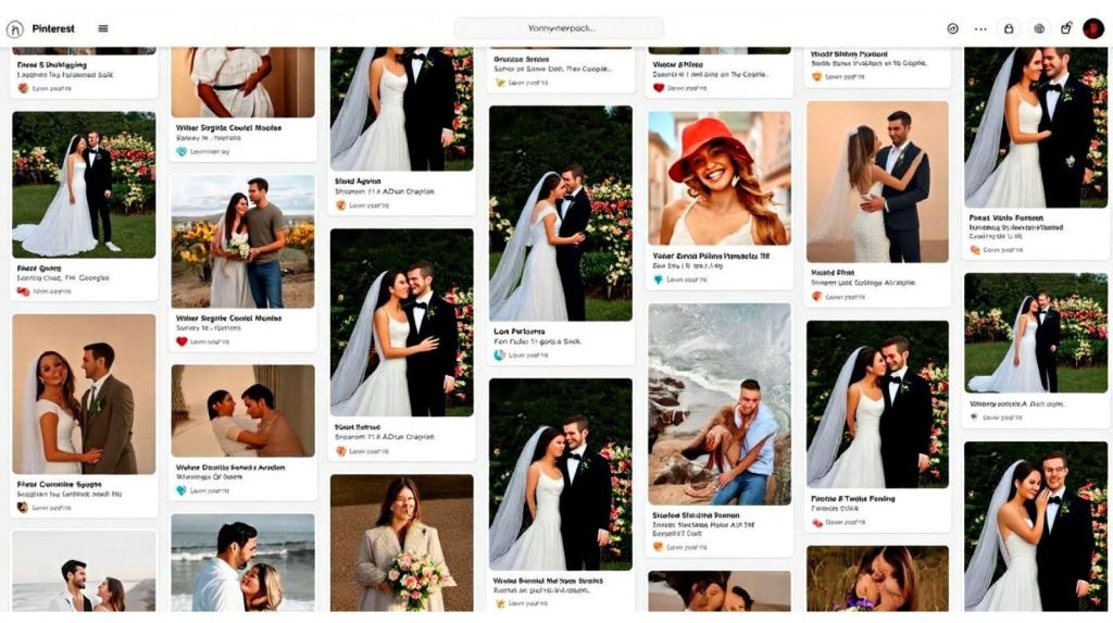 Example of a Pinterest board your wedding venue can make showcasing a real couple who was married at your venue.