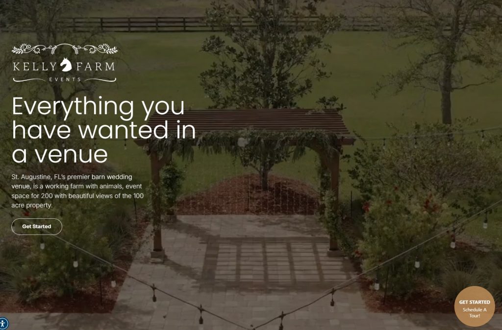 homepage of kelly farm events that has a beautiful video playing on the homepage for this barn wedding venue