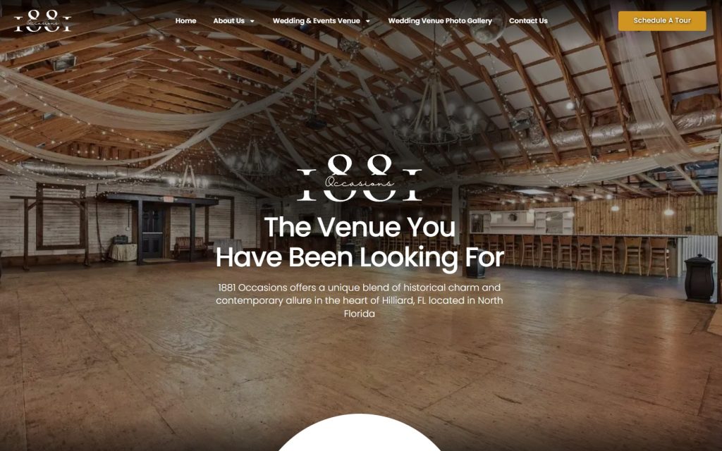 example of a simple navigation bar used on a wedding venue website