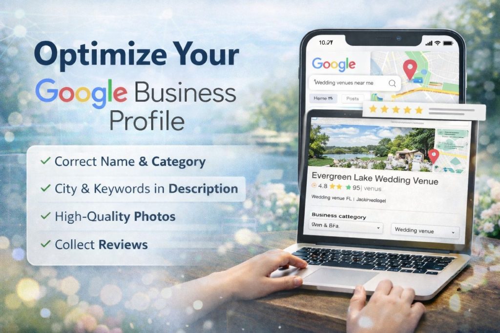 example of a google business profile for a wedding venue that is fully optimized for local seo