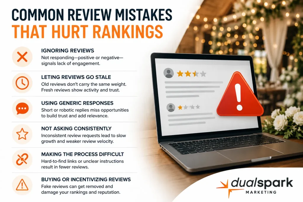 common wedding venue review mistakes that hurt google rankings and local seo visibility